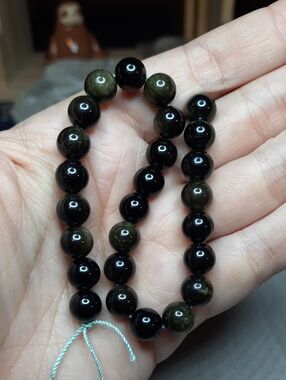 8mm Gold Sheen Obsidian Bead Strand – 8" #14